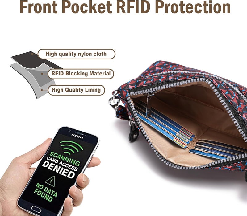 AOCINA Small Wristlet Wallet for Women RFID Blocking Crossbody Purse Gifts for Valentines Day Nylon Cell Phone Purses - Image 3